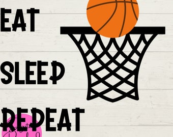 Eat Sleep Basketball Repeat SVG, Basketbal SVG, Eat Sleep Repeat, Sport SVG, Digitale downloads, Instant Files, Cut File voor Cricut, jpeg