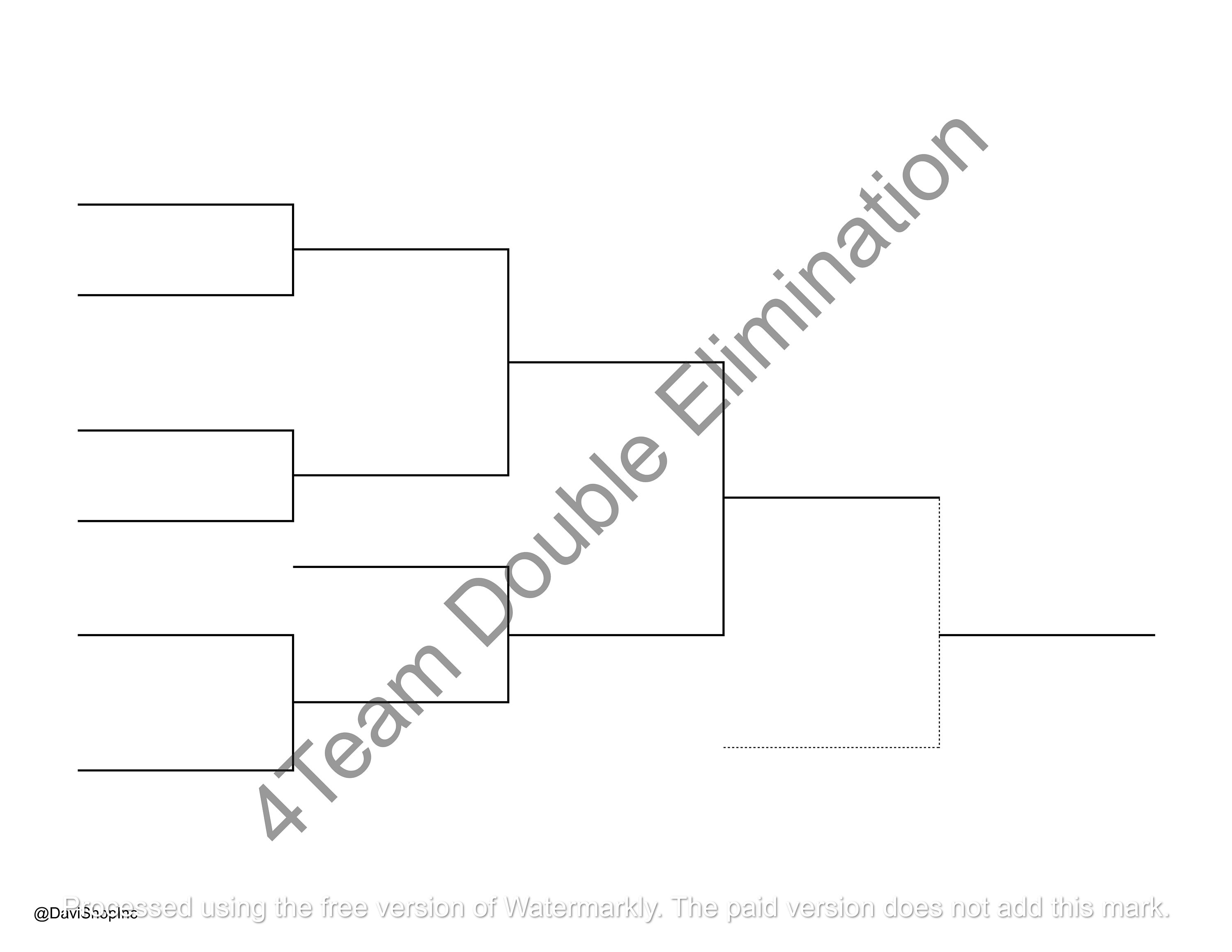 4team Single and Double Elimination Playoff Brackets PDF JPG and Hi
