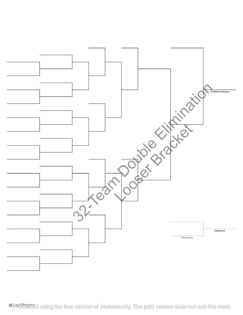 32-team Single and Double Elimination Playoff Brackets | PDF JPG and Hi ...