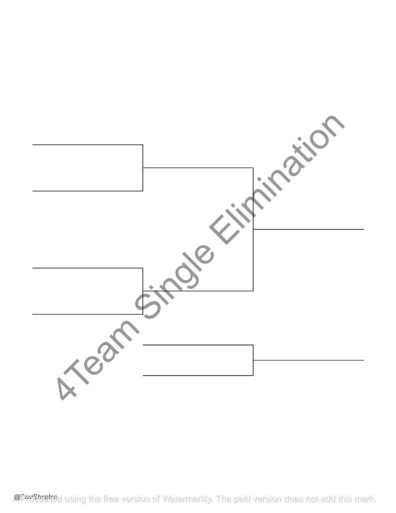 4-team Single and Double Elimination Playoff Brackets | PDF JPG and Hi ...