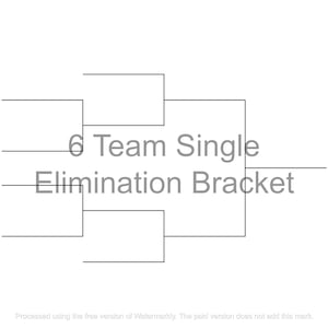 6-Team Single and Double Elimination Playoff Brackets | PDF JPG and Hi-Resolution PNG