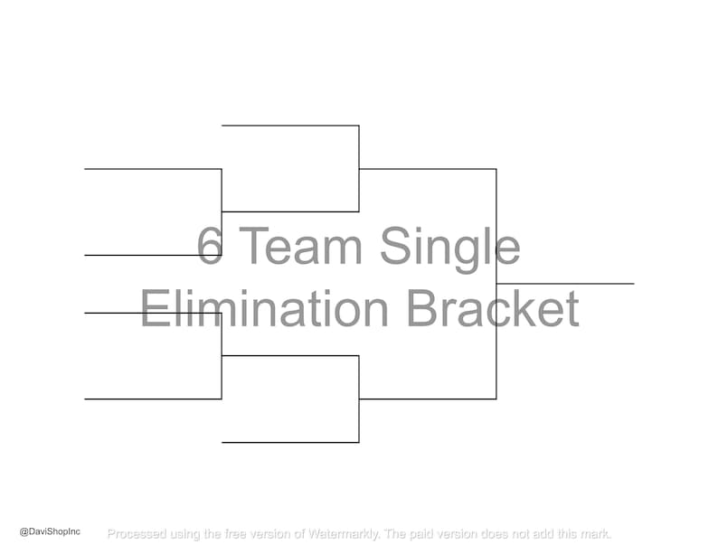 6-team Single and Double Elimination Playoff Brackets | PDF JPG and Hi ...
