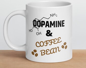 Taza de dopamina y granos de café / Regalo de dopamina / Taza de dopamina / Regalo de neurociencia / Taza de neurociencia / Psicología fisiológica / Biopsicología