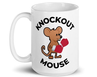 Taza Genética Divertida - Ratón Knockout - Laboratorios, Microbiología, Biología Molecular, Biólogo, Neurociencia, PCR, CRISPR, Western Blot