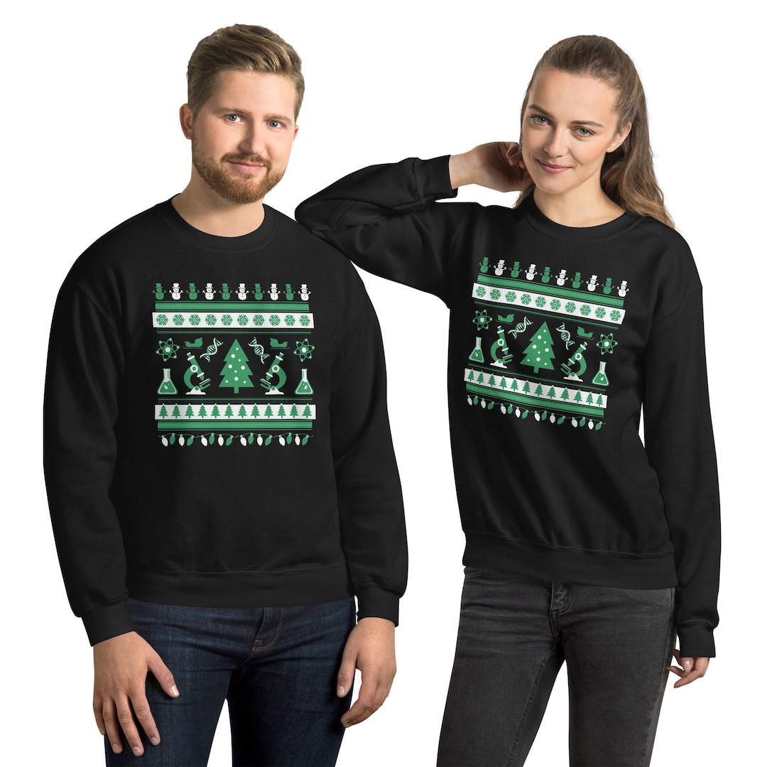 Christmas Science Laboratory Ugly Christmas Sweater Sweatshirt Microbiology PCR Molecular Biology CRISPR DNA Neuroscience Geek Nerd Etsy UK