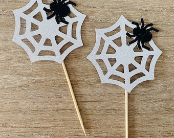 Spider Web Birthday Party Decor Cupcake Topper