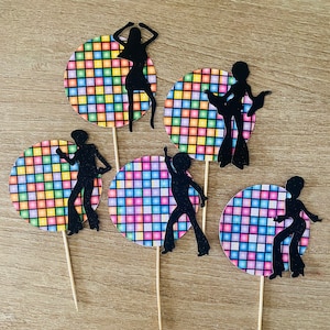 Retro Disco Birthday Party Decor Cupcake Topper