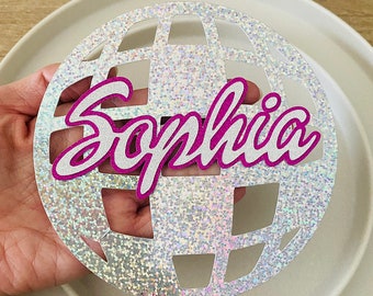 Disco Ball Personalized Name Place Card Birthday Party Decor