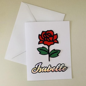 Personalized Name Flower Rose Party Card