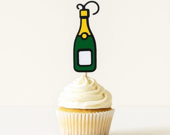 Champagne Birthday Party Craft DIY Decor Cupcake Topper