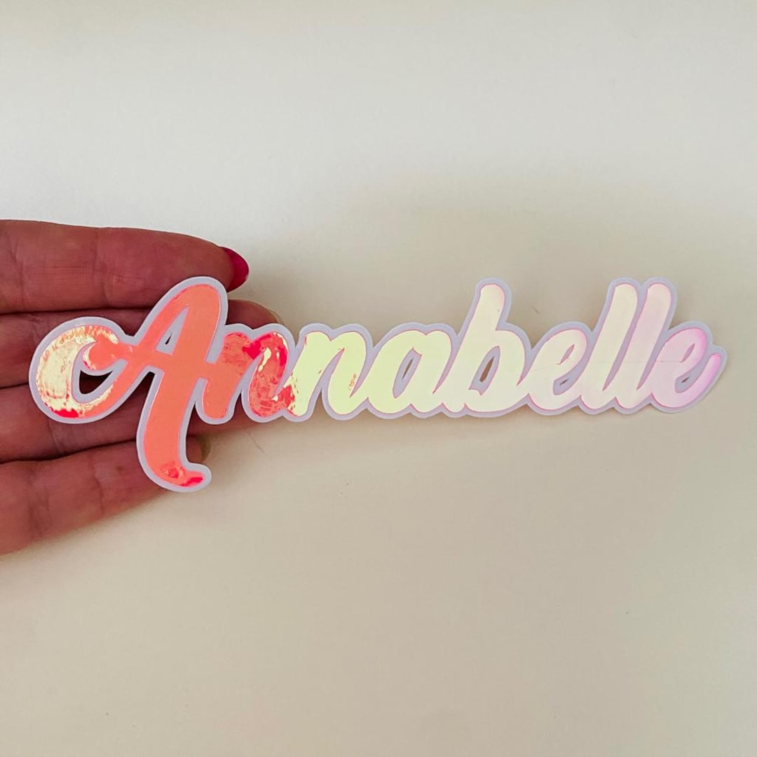 Personalized Custom Name Decor Holographic Pink Tone Sticker - Etsy ...