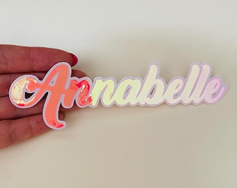 Personalized Custom Name Decor Holographic Pink Tone Sticker