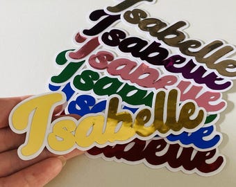 Personalized Custom Decor Shiny Colorful Name Sticker - Choose your color
