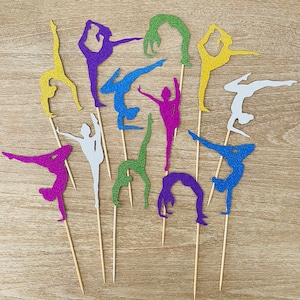 Gymnastics Colourful Birthday Party Decor Cupcake Topper