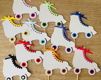Roller Skate Cupcake Toppers | Retro Disco Skating Party Decorations | Groovy 80s Cupcake Decor