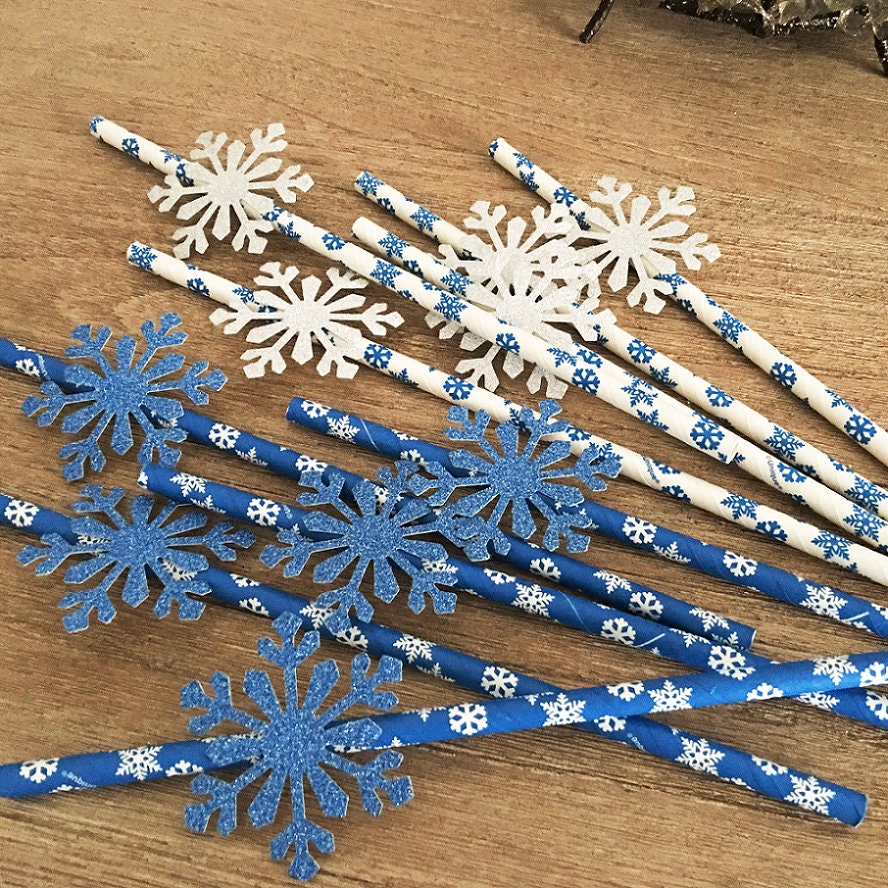 Snowflake Winter Straw Topper- Blue White – Etch and Ember