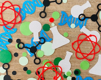Confeti de laboratorio de ciencias / Decoraciones para fiestas STEM / Confeti para mesa de cumpleaños con temática científica / Decoración para fiestas de química / Tema de ciencias para el aula