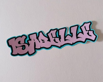 Pegatinas personalizadas de grafiti rosa con nombres / Etiquetas de vinilo personalizadas con nombres / Etiquetas escolares