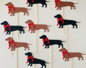 Sausage Dog Cupcake Toppers | Dachshund Dog Birthday Party Decorations | Wiener Dog Party Decor | Pet Lover Theme Birthday