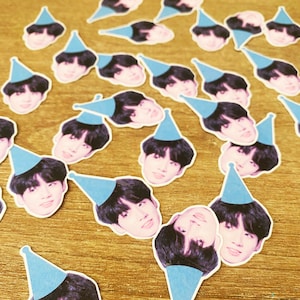 Personalised Custom Blue Party Hat Face Photo  Birthday Party Decor Confetti