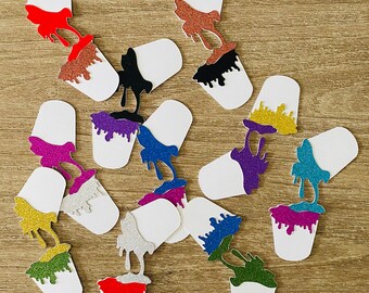 Decoración de fiesta de cumpleaños colorida con slime y confeti DIY