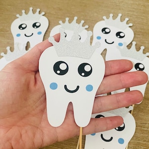 First Tooth Boy Party Decor Cupcake Topper