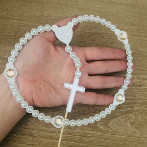 Baptism Rosary Party Decor Cake Topper