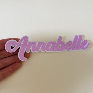 Pegatina personalizada con nombre y purpurina rosa