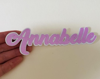 Pegatina personalizada con nombre y purpurina rosa