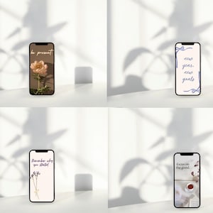 New Year Phone Wallpapers, Set of 4 Aesthetic Wallpapers, Clean Girl Phone Wallpapers, Set of Girly Phone Backgrounds