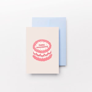 Tarjeta de feliz aniversario, tarjeta de aniversario, tarjeta de aniversario neutral, tarjeta de aniversario floral, tarjeta digital de aniversario, tarjeta de pastel
