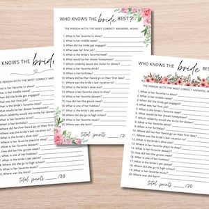 Brautparty Spiel, Junggesellinnenabschied Spiel, Wie gut kennst du die Braut Spiel, Braut Trivia Spiel, 3er Set Brautspiele