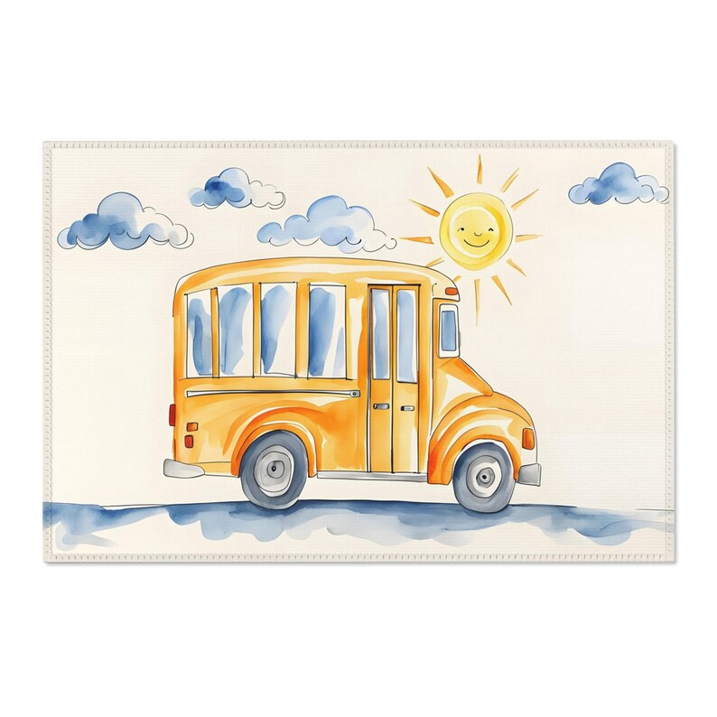 Bus Rug Large School Bus Rug | Girls Room Rug | Kids Area Rug | Activity Rug | Boys ...