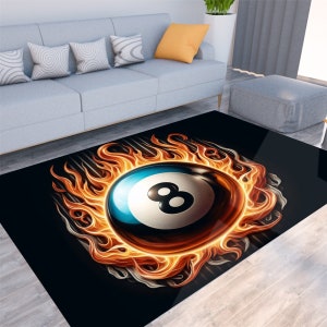 8 Ball Rug | Large 8ball Rug | Rugs for Bedroom Aesthetic | Game Room Carpet, Pool Rug Mat Modern