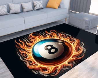 8 Ball Rug | Large 8ball Rug | Rugs for Bedroom Aesthetic | Game Room Carpet, Pool Rug Mat Modern