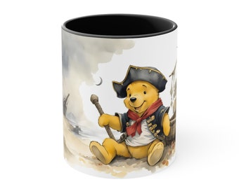 Winnie the Pooh Cup Mug | Beautiful Artwork Print  | Halloween Pirate Ship | Best 11 Oz Aesthetic Drinkware | Design Painting Present Gift