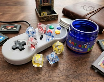 Retro Game Resin Dice Set: D&D Polyhedral Dice