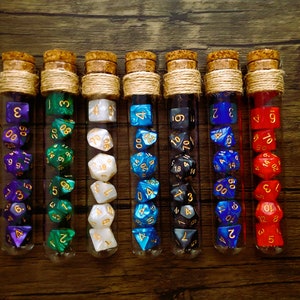 Potion Glass Tube Flask Pearl Dice Set | D&D Dice | DND