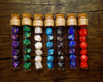 Potion Glass Tube Flask Pearl Dice Set | D&D Dice | DND
