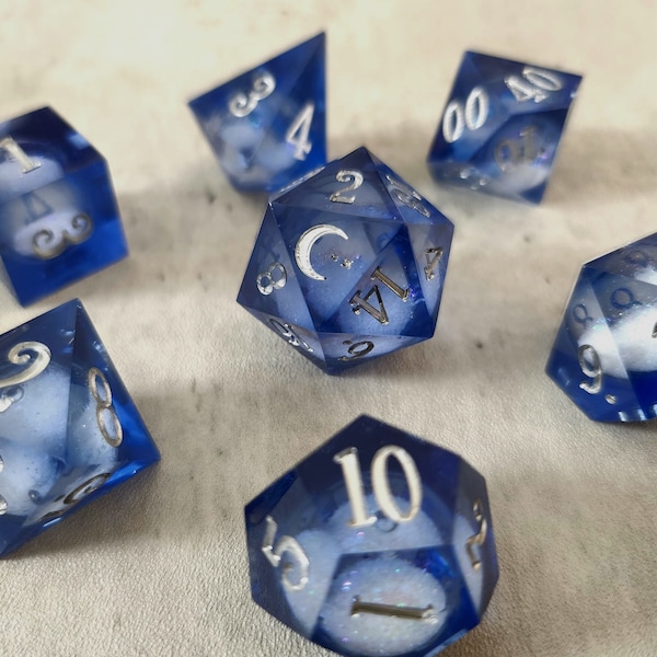 Moon Liquid Core Dice set | Crystal Dice Set | D&D Dice | DND | Liquid Dice | Fuck Me Dice