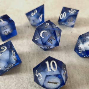 Liquid Core Moon Dice | Crystal Dice Set | D&D Dice | DND | Liquid Dice | Sharp Edge Dice