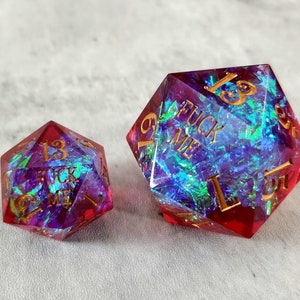 F Words Chonk D20 Dice: 33mm Crystal D&D Set