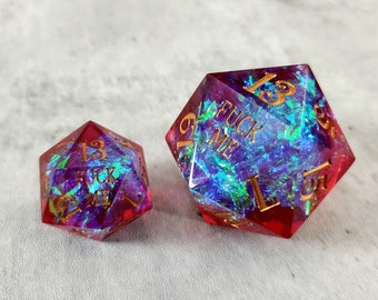 F Words Chonk D20 Dice: 33mm Crystal D&D Set