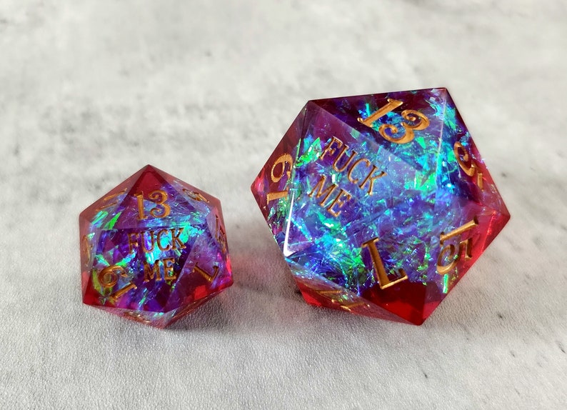 F Words Chonk Dice 33mm Crystal Dice Set D&D Dice DND Fuck You Dice
