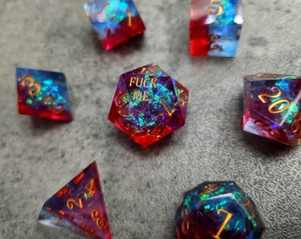 F works Dice set | Crystal Dice Set | D&D Dice | DND | Fuck You Dice | Fuck Me Dice