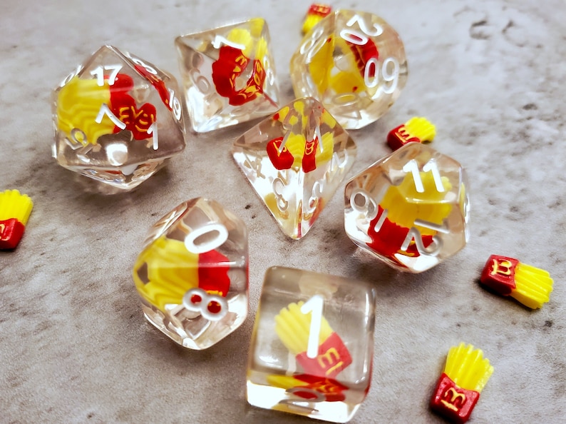 Unhappy Meal Hamburger Fries Burger Dice Set D&D Dice DND Fries dice only