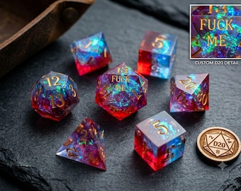 F Word Dice Set: Crystal Resin D&D Dice f words