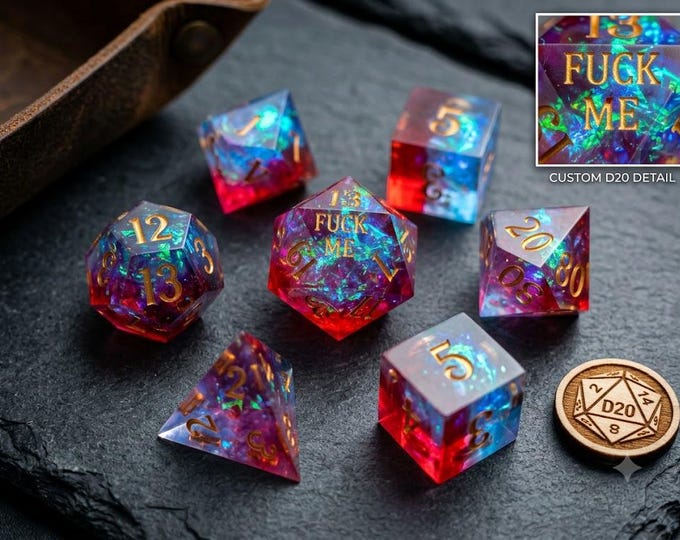 F Word Dice Set: Crystal Resin D&D Dice f words