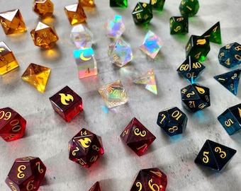 Elemental Crystal Glass Dice Set | D&D Dice | DND
