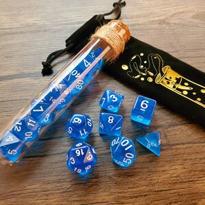 Potion Glass Tube Dice Set: D&D Resin Dice (7pcs) Mana Potion